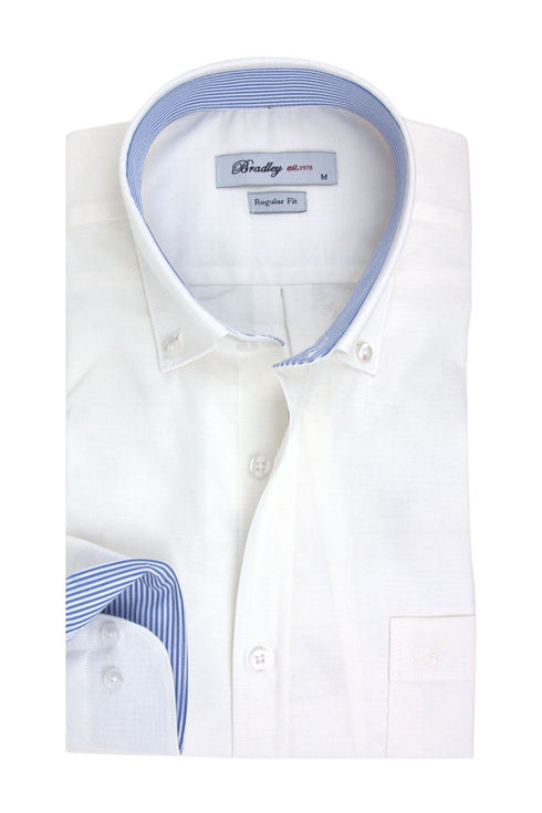 Bradley Ανδρικό Πουκάμισο Εκρού με Μπλε Λεπτομέρειες