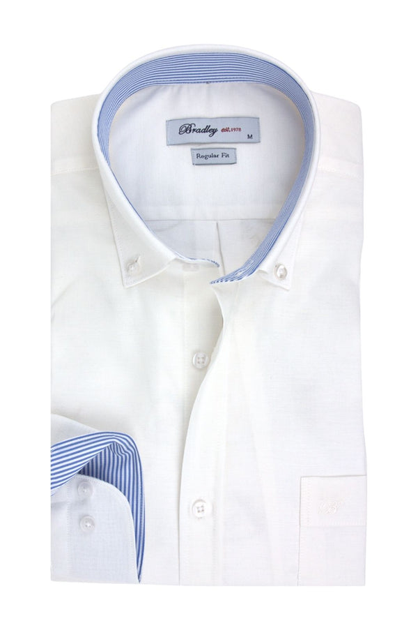 Bradley Ανδρικό Πουκάμισο Εκρού με Μπλε Λεπτομέρειες