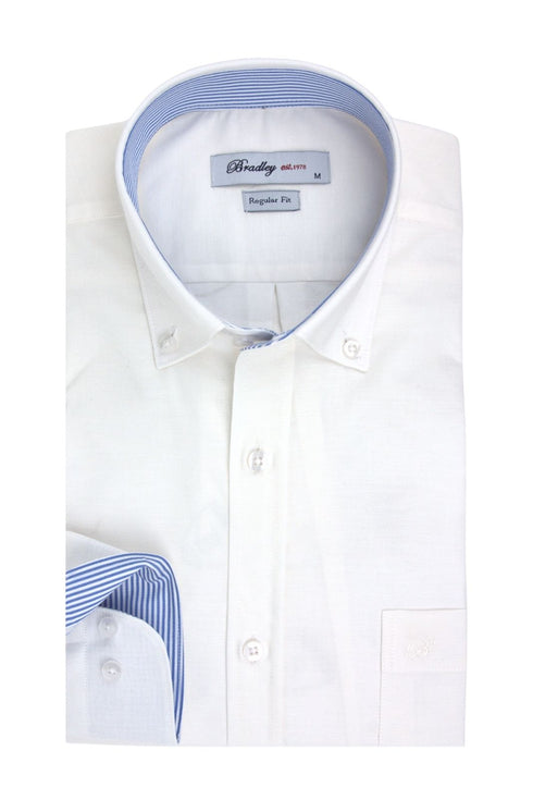 Bradley Ανδρικό Πουκάμισο Εκρού με Μπλε Λεπτομέρειες