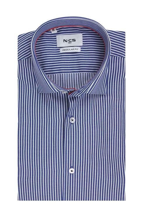 NCS Ανδρικό Πουκάμισο Ριγέ Μπλε με Λευκό