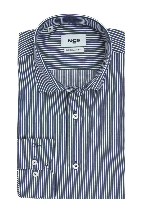 NCS Ανδρικό Πουκάμισο Ριγέ Ραφ με Λευκό