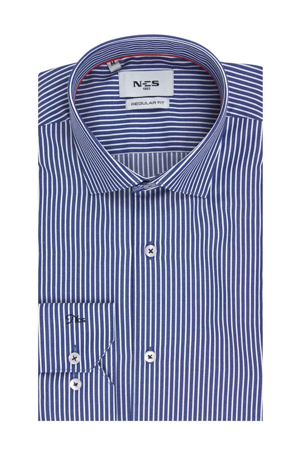 NCS Ανδρικό Πουκάμισο Ριγέ Μπλε με Λευκό