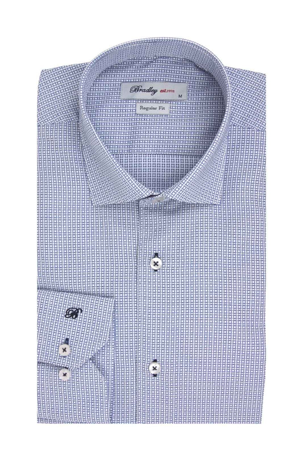 Bradley Ανδρικό Πουκάμισο Γαλάζιο με Μικροσχέδιο