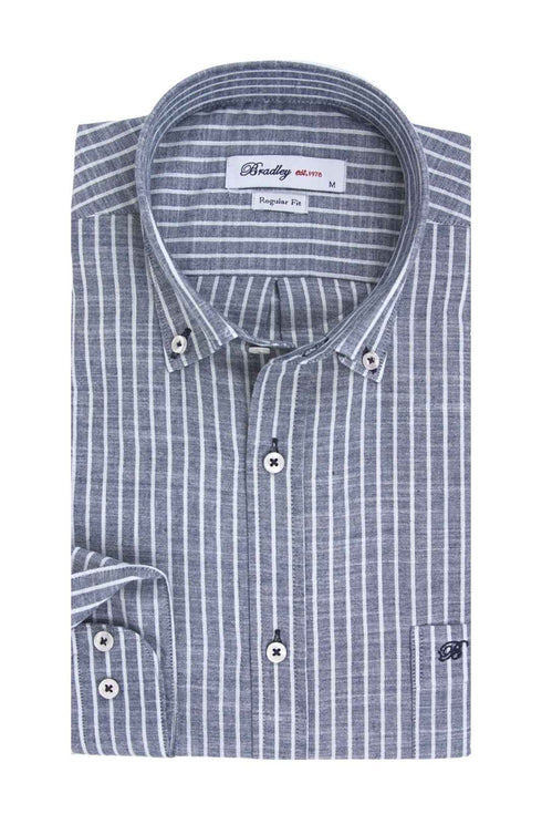 Bradley Ανδρικό Πουκάμισο Ριγέ Ραφ με Όψη Λινού