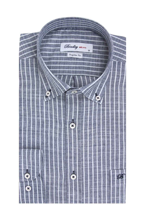Bradley Ανδρικό Πουκάμισο Ριγέ Ραφ με Όψη Λινού