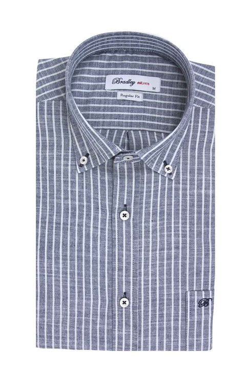 Bradley Ανδρικό Πουκάμισο Ριγέ Ραφ με Όψη Λινού