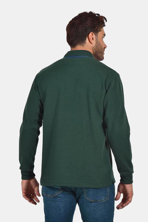 Ανδρική Μπλούζα με Γιακά Άνετη Γραμμή Πράσινη Everbest