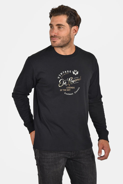 Ανδρική Μπλούζα Άνετη Γραμμή Μαύρη Everbest