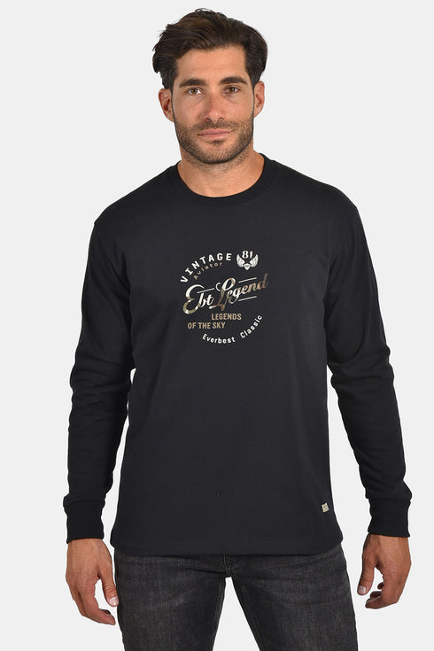 Ανδρική Μπλούζα Άνετη Γραμμή Μαύρη Everbest