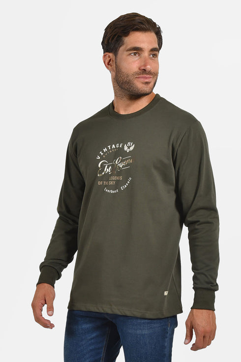 Ανδρική Μπλούζα Άνετη Γραμμή Λαδί Everbest