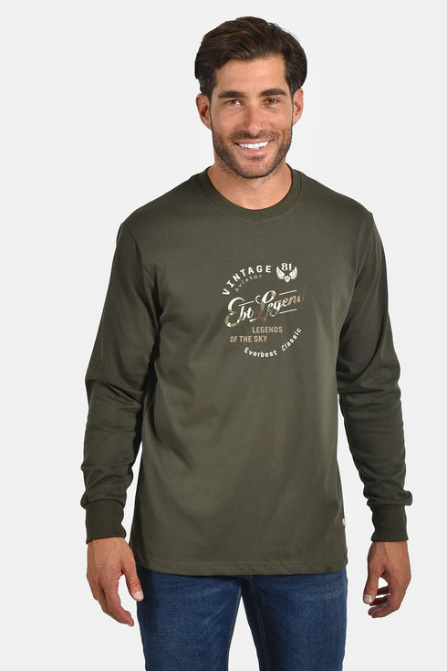 Ανδρική Μπλούζα Άνετη Γραμμή Λαδί Everbest