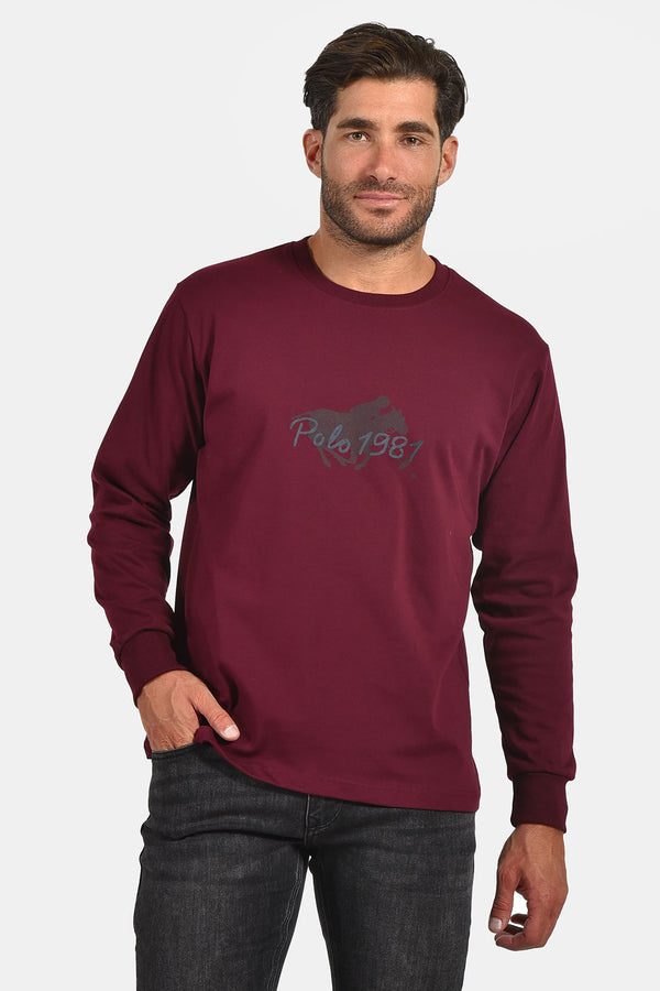 Ανδρική Μπλούζα Άνετη Γραμμή Μπορντό Everbest