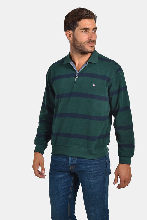 Ανδρική Μπλούζα με Γιακά Ριγέ Πράσινο-Μπλε NYT