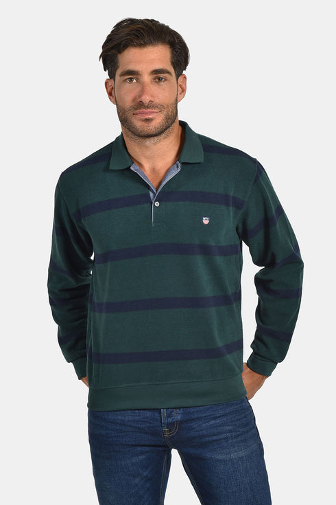 Ανδρική Μπλούζα με Γιακά Ριγέ Πράσινο-Μπλε NYT