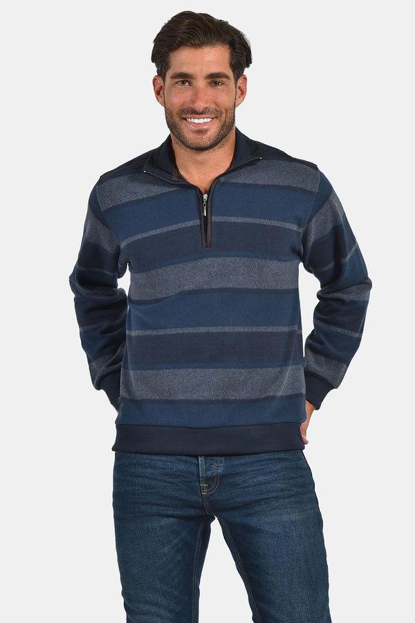 Ανδρική Μπλούζα με Γιακά Ριγέ Μπλε-Γκρι NYT