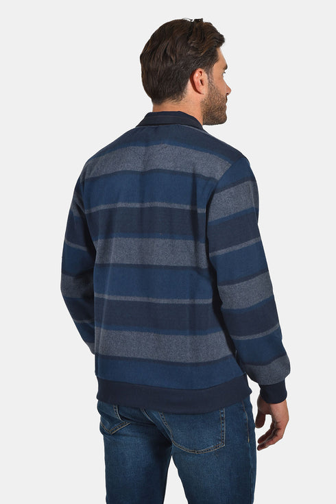 Ανδρική Μπλούζα με Γιακά Ριγέ Μπλε-Γκρι NYT