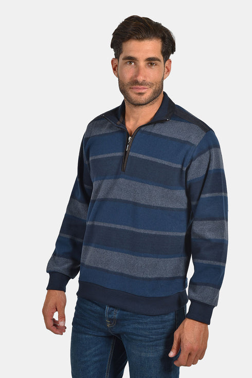 Ανδρική Μπλούζα με Γιακά Ριγέ Μπλε-Γκρι NYT