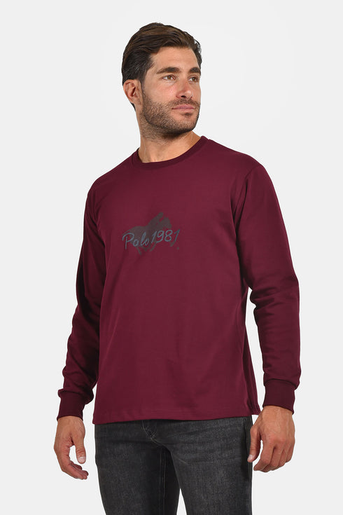 Ανδρική Μπλούζα Άνετη Γραμμή Μπορντό Everbest