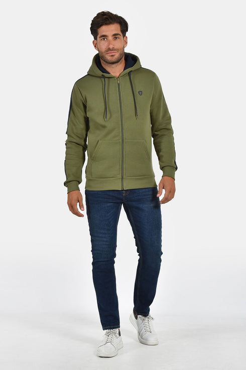 Ανδρική Ζακέτα Φούτερ Χρώμα Λαδί Everbest