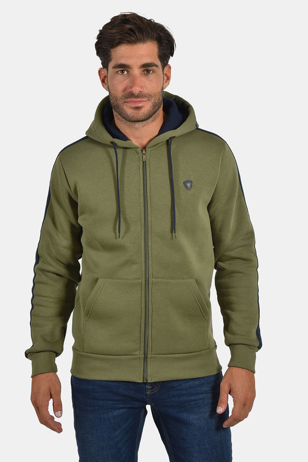 Ανδρική Ζακέτα Φούτερ Χρώμα Λαδί Everbest