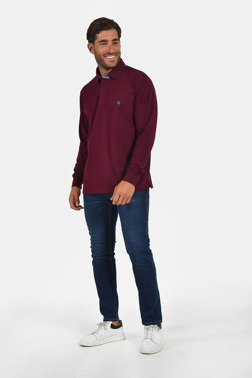 Ανδρική Λεπτή Μπλούζα Πόλο Πικέ Μπορντό Everbest