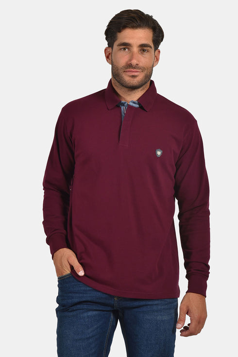 Ανδρική Λεπτή Μπλούζα Πόλο Πικέ Μπορντό Everbest