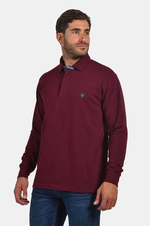 Ανδρική Λεπτή Μπλούζα Πόλο Πικέ Μπορντό Everbest