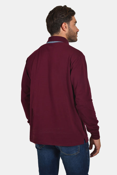 Ανδρική Λεπτή Μπλούζα Πόλο Πικέ Μπορντό Everbest