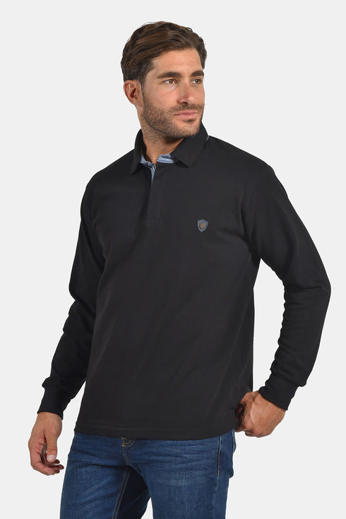Ανδρική Λεπτή Μπλούζα Πόλο Πικέ Μαύρη Everbest