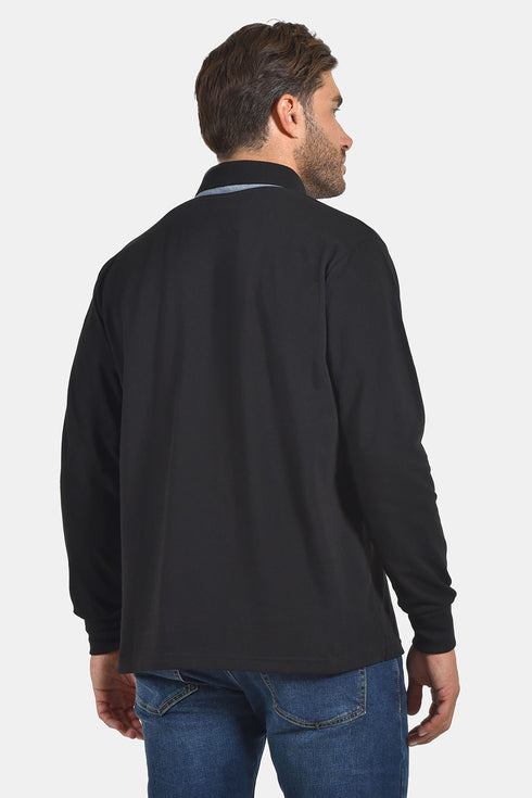 Ανδρική Λεπτή Μπλούζα Πόλο Πικέ Μαύρη Everbest