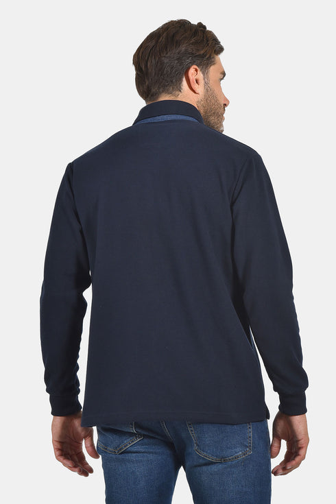 Ανδρική Μπλούζα με Γιακά Άνετη Γραμμή Μπλε Everbest