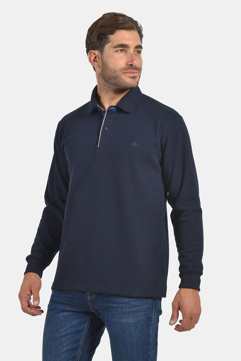 Ανδρική Μπλούζα με Γιακά Άνετη Γραμμή Μπλε Everbest