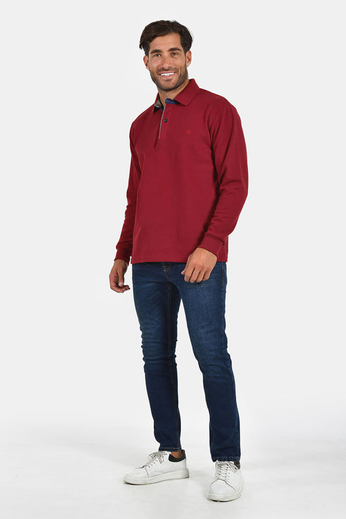 Ανδρική Μπλούζα με Γιακά Άνετη Γραμμή Κόκκινο Everbest