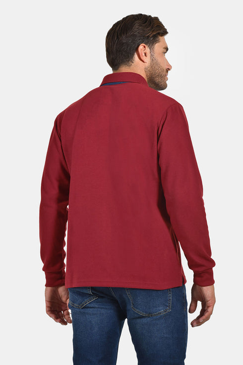 Ανδρική Μπλούζα με Γιακά Άνετη Γραμμή Κόκκινο Everbest