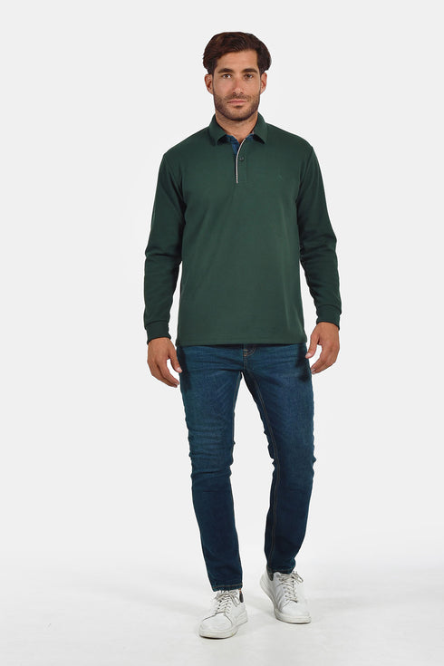 Ανδρική Μπλούζα με Γιακά Άνετη Γραμμή Πράσινη Everbest