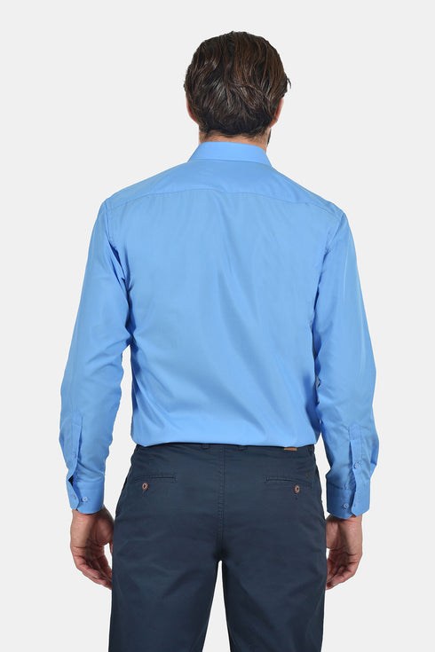 Ανδρικό Πουκάμισο με Τσέπη Μπλε Ρουά Tweed