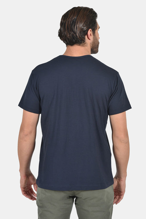 Ανδρικό T-Shirt Λαιμός Βε με Κουμπάκια Μπλε Everbest