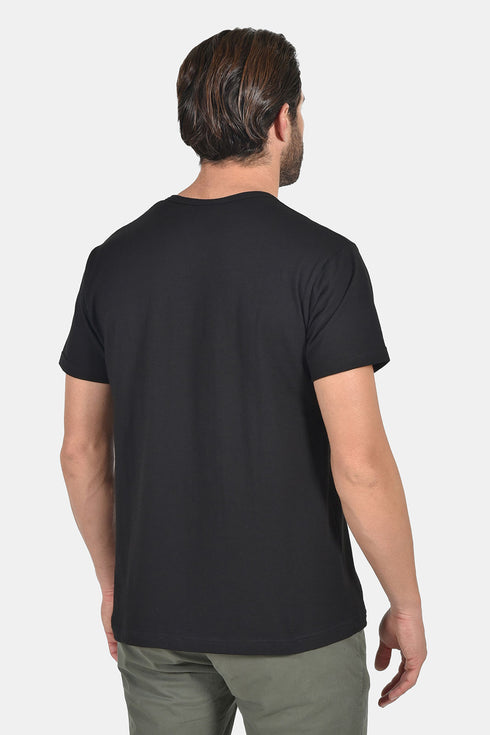 Ανδρικό T-Shirt Λαιμός Βε με Κουμπάκια Μαύρο Everbest