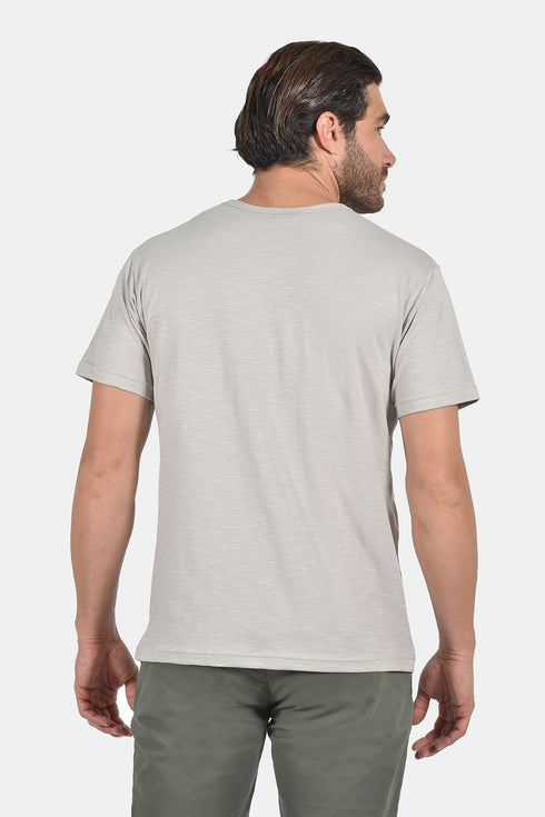 Ανδρικό T-Shirt Λαιμός Βε με Κουμπάκια Μπεζ Everbest