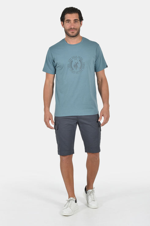 Ανδρικό T-Shirt Άνετη Γραμμή Σιέλ με Τύπωμα Everbest