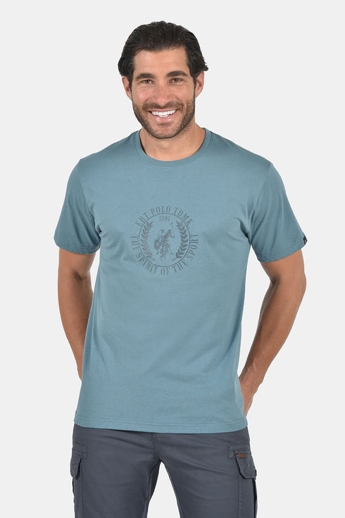 Ανδρικό T-Shirt Άνετη Γραμμή Σιέλ με Τύπωμα Everbest