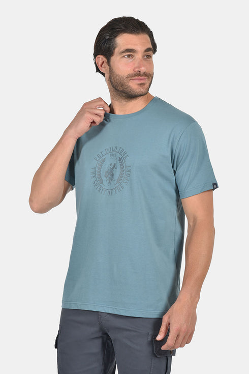 Ανδρικό T-Shirt Άνετη Γραμμή Σιέλ με Τύπωμα Everbest