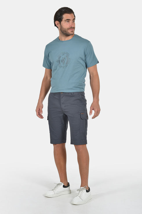 Ανδρική Βερμούδα Cargo Ανθρακί Cotton Green