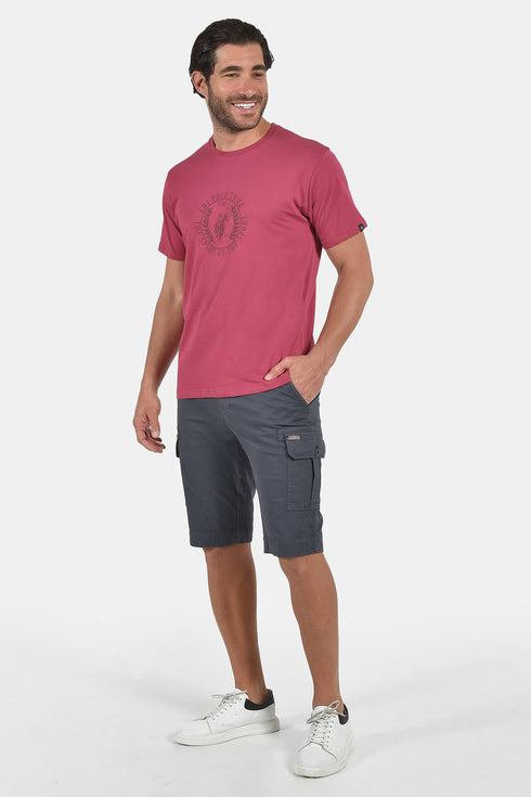 Ανδρικό T-Shirt Άνετη Γραμμή Χρώμα Καρπουζί με Τύπωμα Everbest