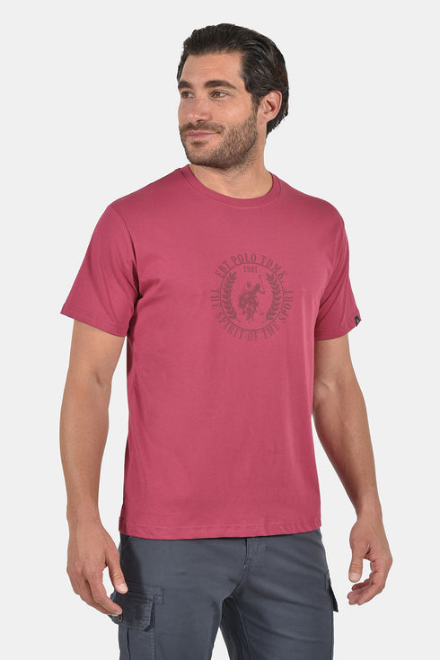 Ανδρικό T-Shirt Άνετη Γραμμή Χρώμα Καρπουζί με Τύπωμα Everbest