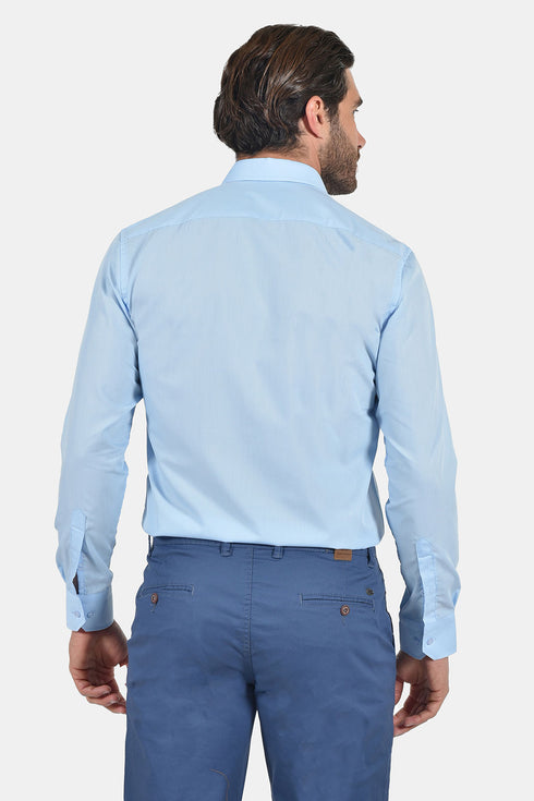 Ανδρικό Πουκάμισο Στενή Γραμμή Γαλάζιο Tweed