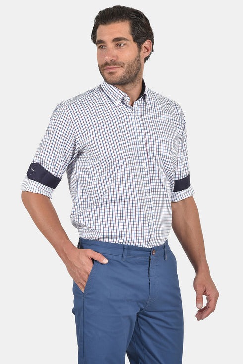 Ανδρικό Πουκάμισο Καρό Λευκό Tweed