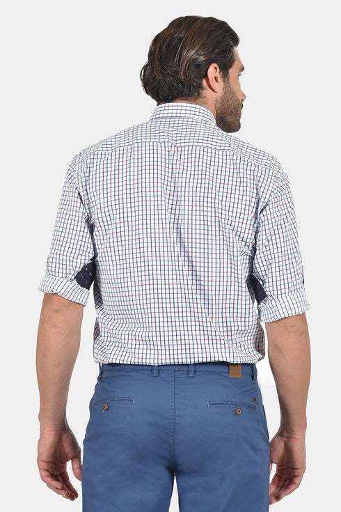 Ανδρικό Πουκάμισο Καρό Λευκό Tweed