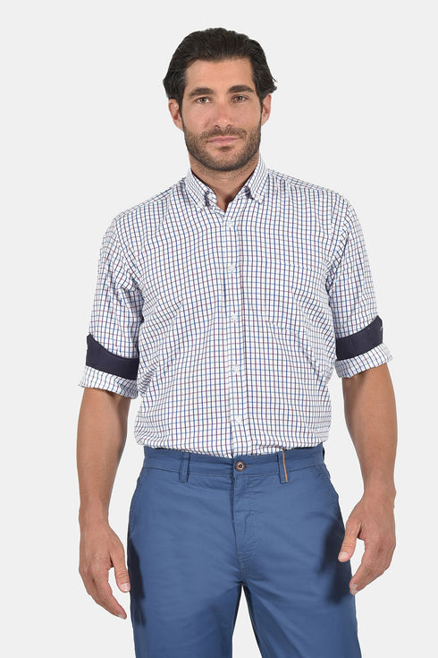 Ανδρικό Πουκάμισο Καρό Λευκό Tweed