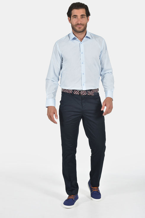 Ανδρικό Πουκάμισο Σιέλ Tweed